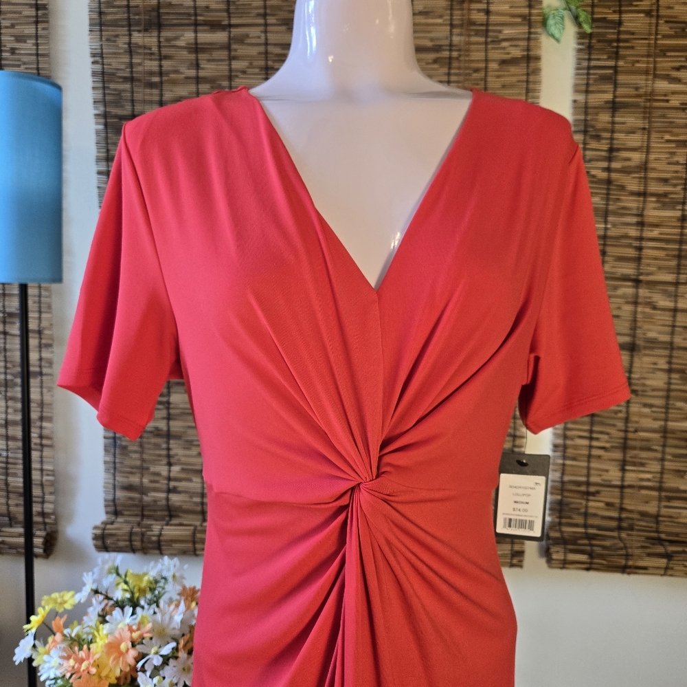 NWT Elegant V-Neck Twist Torso Clingy Maxi Dress